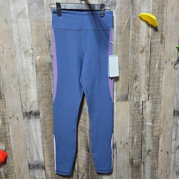 Calme Johnny Was Blue and Purple Color Block Athletic Leggings NWT - Picture 1 of 6